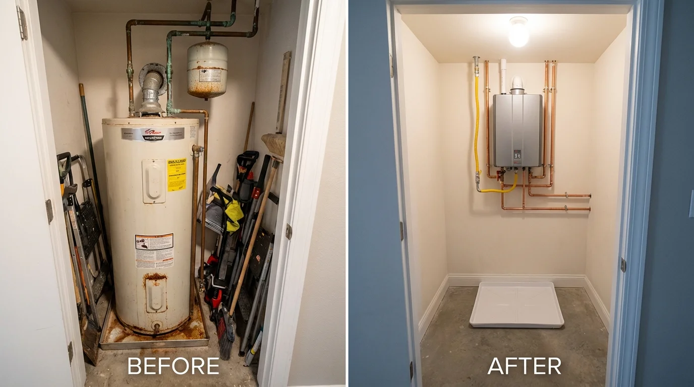 Tank water heater versus wall-mounted tankless unit comparison for Marysville, MI homeowners